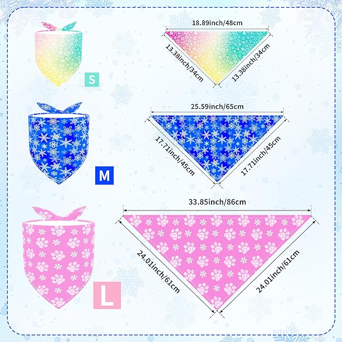 7 Pcs Winter Dog Bandanas for Medium Dogs Breed Hemming Seam Edge Small Dog Bandanas Large Scarves Grooming M