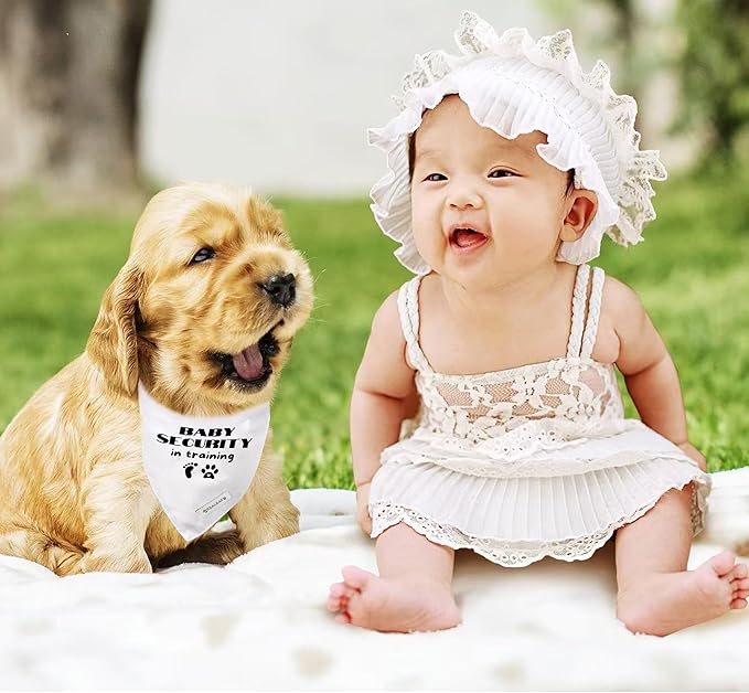 Realeaf Baby Security in Training Dog Bandanas Pet Scarf for Medium and Large Dogs Pregnancy Announcement Pet Accessories Pregnancy Reveal Ideas(Baby Security in Training, Large)