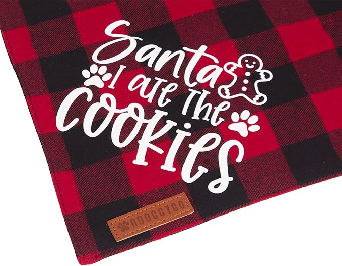 ADOGGYGO Christmas Dog Bandanas 4 Pack, Classic Plaid Triangle Pet Scarf Bibs Kerchief, Multiple Sizes Offered, Red Green Christmas Holiday Bandanas for X-Large Dogs Pets (X-Large)
