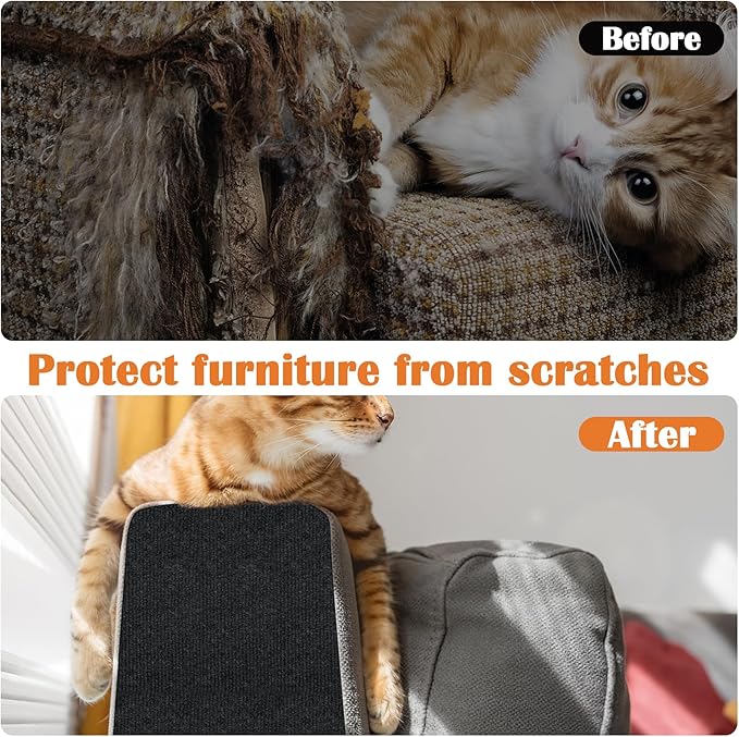 Cat Scratch Furniture Protector - 100" x 13.8" Trimmable Self-Adhesive Cats Claws Scratch Pads, DIY Cat Climbing Couch Protector for Scratch Post Cat Tree Replacement Indoor (Black)