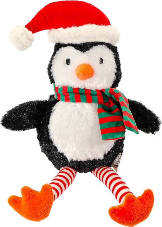 Giftable World Holiday Plush Pet Toy Fun for Christmas Designs with Squeaker Dog Chew Toy (13" Long Legs Penguin w/Squeaky Ball)