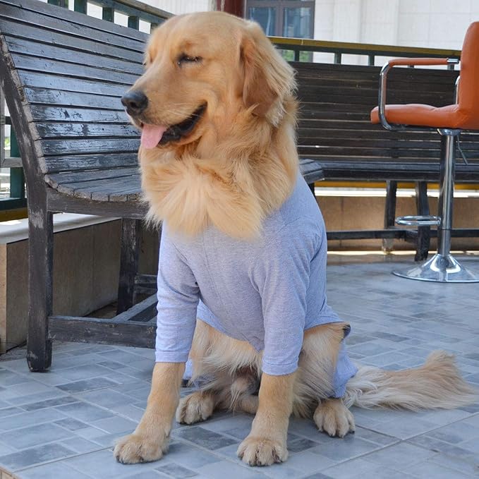 Lovelonglong Four Feet Dog Lightweight Pajamas, Pure Cotton Dog Jumpsuits 4 Legs Dog Onesies T-Shirt Stylish PJS Puppy Costume for Large Medium Small Dogs Gray M