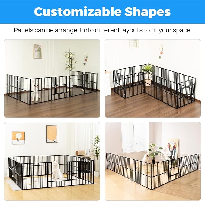 Dog Playpen - 32" Height Dog Pen, Heavy Duty Puppy Pen with Door, Safe & Sturdy, Easy Assemble for Indoor/Outdoor Pet Playpen