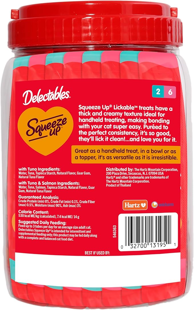 New! Delectables Squeeze Up Seafood Variety Pack, Creamy Squeezable Puree, Lickable Wet Cat Treats, Grain-Free, No Added Fillers, 0.5 Ounces Tube, 40 Tubes Total