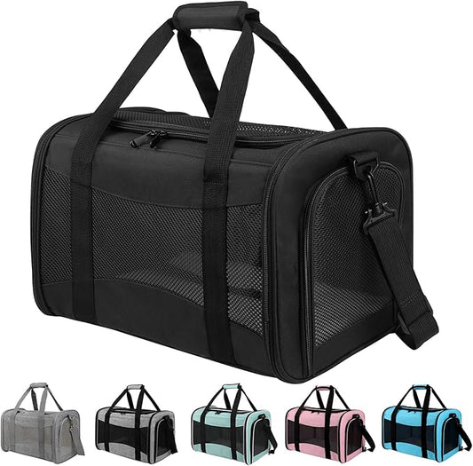 Carriers Soft-Sided Pet Carrier for Medium Large Cats Dogs Under 35Lbs,Breathable Mesh Ventilation Design,Airline Approved Cat Carrying Case(X-Large,Black)