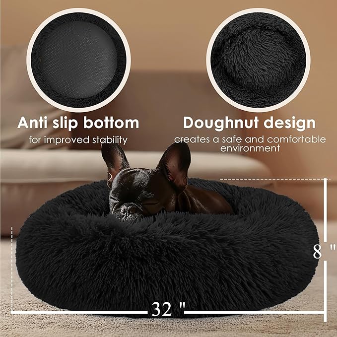 Dog Beds Large Sized Dog and Cats, 32in Pet Beds for Large Pet, Washable Indestructible Extra Large Dog Bed (Black)