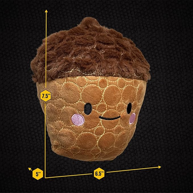 Bite Force -Durable & Strong Dog Toy Cheeky Acorn with Squeaker, Kevlar-Reinforced for Aggressive Chewers for Small Medium Large Dogs - Brown.