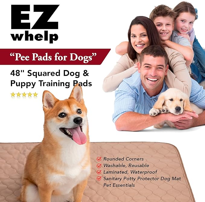 EZwhelp Reusable Dog Pee Pads - Waterproof Training Pads for Dogs - Washable & Sanitary-Rounded Corners-Laminated, Lightweight, Durable - Pet Essentials for Puppy Training and Whelping - 27"x32"