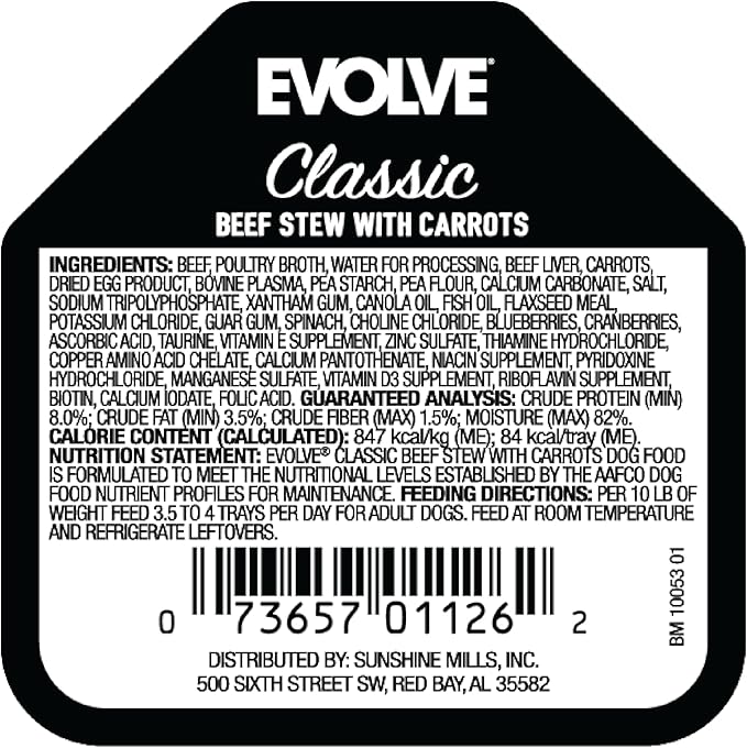 Evolve Classic Crafted Meals Beef Stew Wet Dog Food | 3.5 oz - 15 Pack