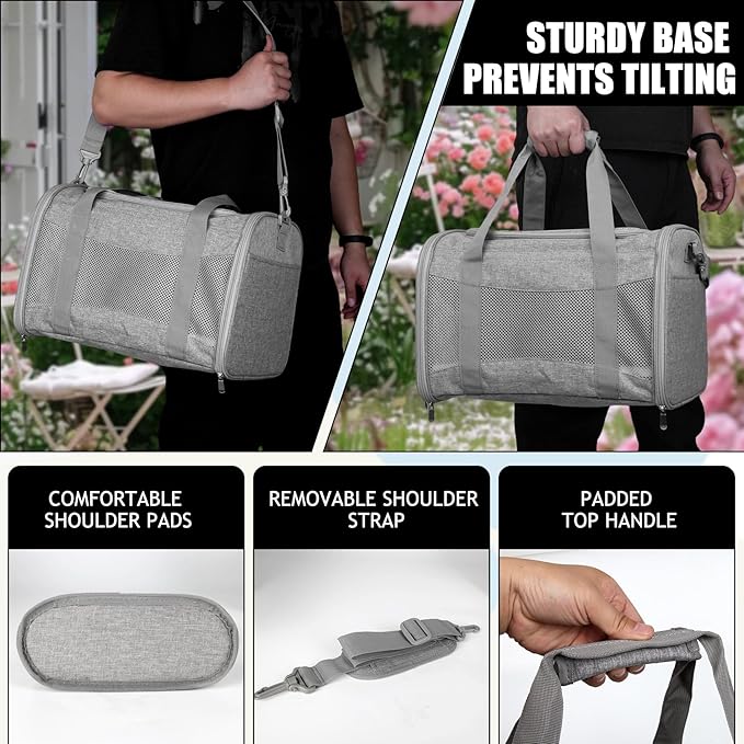 Carriers Soft-Sided Large Pet Carrier for Cats Dogs Small Animals Up to 35Lbs,Top Load Carrier,Ventilated Design,Portable Cat Carrier Airline Approved(X-Large, Grey)