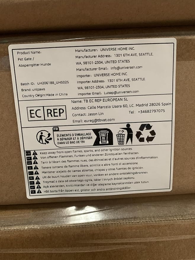 unipaws 36”H Free Standing Pet Gate for Dog Cat, Tall Wooden Dog Gates for Doorway, Stairs, Foldable Pet Fence for The House, Expandable Barrier, Indoor Use, White