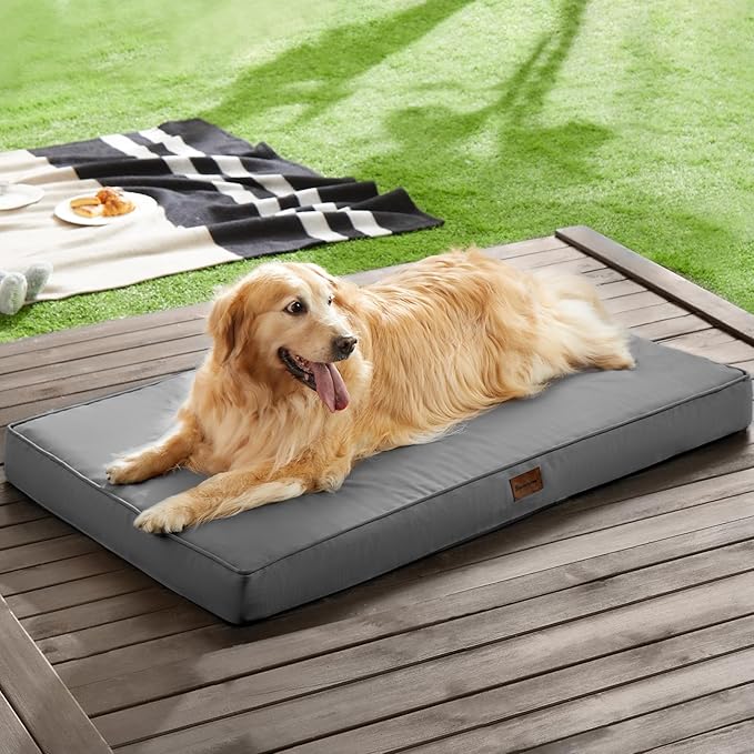 BFPETHOME Outdoor Dog Bed - Waterproof, Orthopedic, Removable Cover, Egg Crate Foam (54 x 36 in, Deep Grey) for Medium, Large, Extra Large Dogs