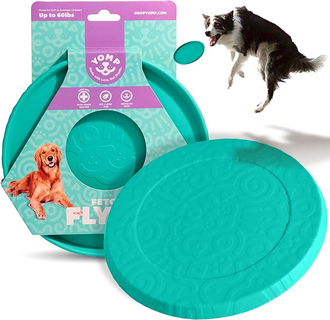 Yomp FetchFlyer Dog Frisbee – Interactive Flying Disc Toy for Soft and Medium Chewers – Outdoor Fetch Toy for Dogs – Made from Pet-Safe, Non-Toxic Silicone