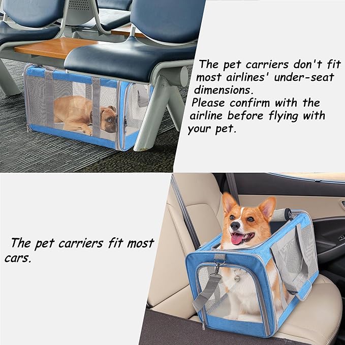 ATVobi Portable Cat Carrier for Small to Large Cats - Soft, Airline Approved, Blue