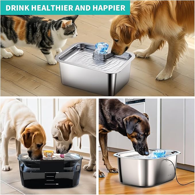 Dog Water Fountain Filters Replacement 4 Pack,2 Months Set of Water Filter Replacement for SwSun Large Pet Water Fountain Stainless Steel,7 Layer Vertical Filtration for D2341,D2419,D2322,D2223,D2340