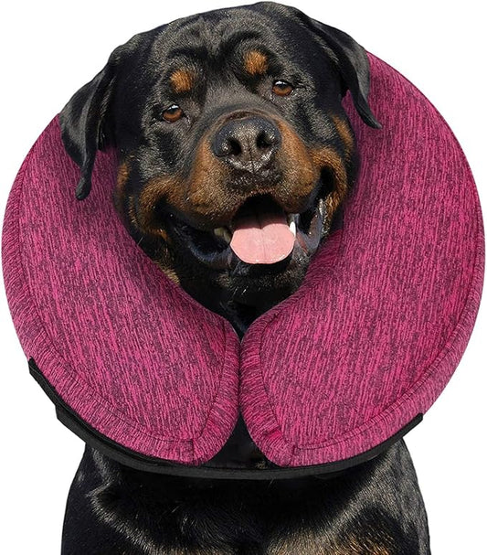 MIDOG Inflatable Dog Cone Alternative for After Surgery - Soft Protective Donut Collar Prevents Licking & Allows Eating, Comfortable Recovery E-Collar Alternative for Small Medium Large Dogs (Rose,XL)