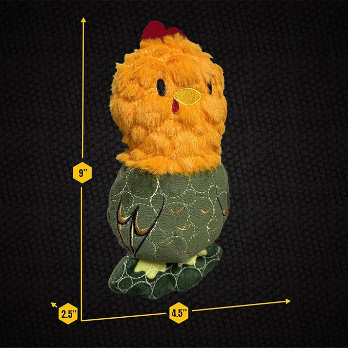 Bite Force -Durable & Strong Dog Toy Rooster with Squeaker, Kevlar-Reinforced for Aggressive Chewers for Small Medium Large Dogs - Green.