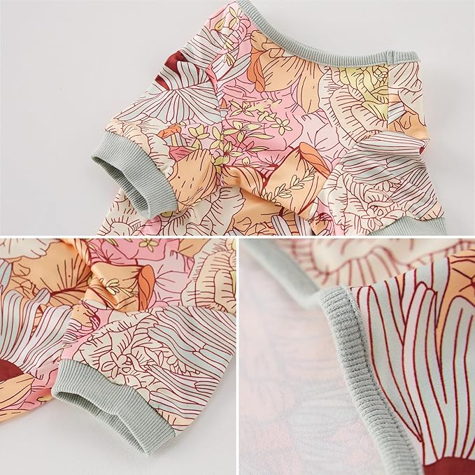 Dog Pajamas Onesie for Small & Medium Dogs - Polyester, Cozy, Wrinkle-Resistant Four-Legged Apparel (Light Brown, Medium)