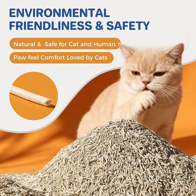 Natural Cat Litter Clumping Cat Litter,18 Pounds Mixed Straw Kitty Litter Lightweight Litter,Dust Free and Low Tracking Litter Odor Control Unscented