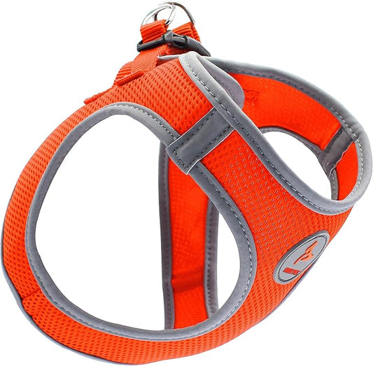 Dog Harness (Chest 18.5"-19.5", Weight 15–20 lbs) Athletica Adjustable Heavy Duty No Choke Puppy Vest for Small Dogs Lightweight Air Mesh, Reflective, Puppy Essentials – Orange, Large