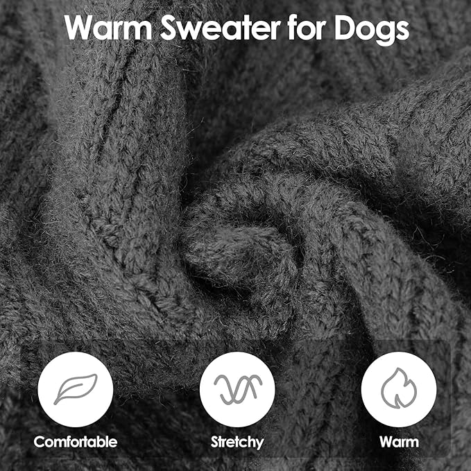 SUNFURA Dog Sweater Large Size Dog, XXL Pet Sweaters for Extra Large Dogs, Doggy Warm Turtleneck Christmas Sweatshirt Cold Weather Knit Pullover for Golden Retriever, Grey XXL
