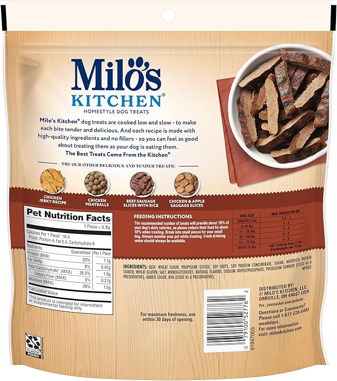 Milo's Kitchen Homestyle Dog Treats, Steak Grillers, 10 Ounce, High Protein, No Artificial Flavors