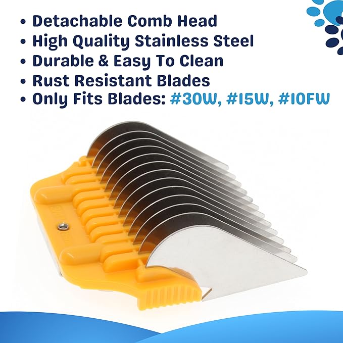 19MM 3/4" Cut Wide Clipper Guard Attachment Fits for A5 Type Blade | Stainless Steel Blade for Professional Groomers and Stylist | Snap-On/Off Design