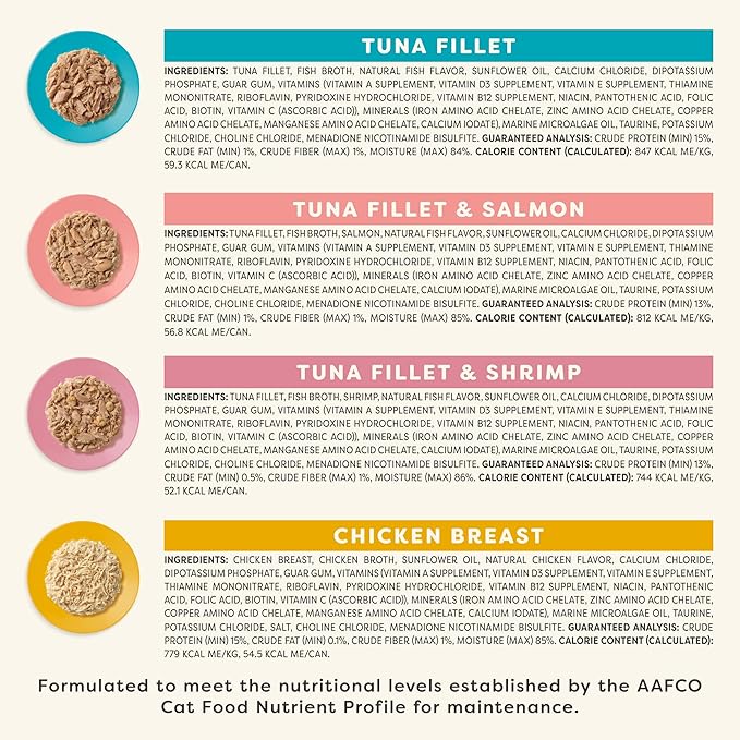 Applaws Vitality Wet Cat Food in Broth, Natural Cat Food with Added Vitamins & Minerals, Grain-Free, Carrageenan Free, Variety Selection in Broth (24 Count, 2.47 oz Cans)