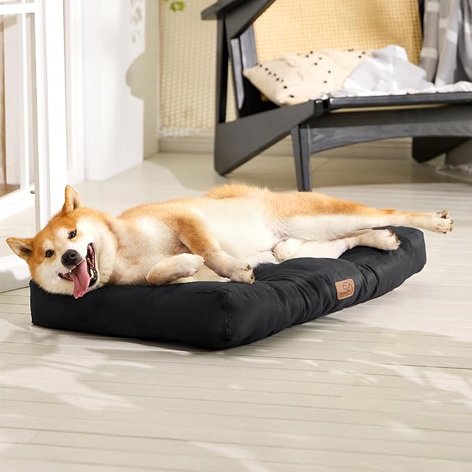 Bedsure Dog Bed Medium Size Dogs - Washable Pet Bed Mattress with Oxford Fabric, Water Resistant Flat Pet Pillow Cushion for Medium Dog Crate, 30x20x4, Black