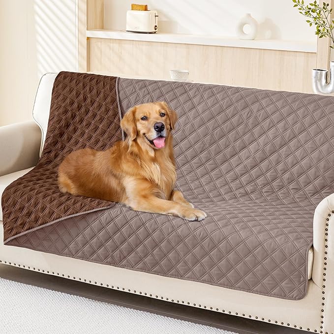 Smiry Waterproof Dog Blanket, Reversible Dog Bed Cover Pet Blanket, Soft Pet Couch Covers for Sofa Washable, Bed Couch Sofa Furniture Protector for Puppy Cat Kids (52"x82", Greyish Brown/Brown)