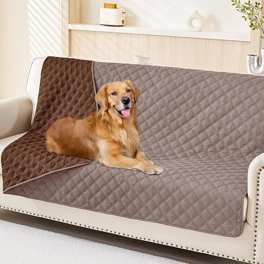 Smiry Waterproof Dog Blanket, Reversible Dog Bed Cover Pet Blanket, Soft Pet Couch Covers for Sofa Washable, Bed Couch Sofa Furniture Protector for Puppy Cat Kids (52"x82", Greyish Brown/Brown)