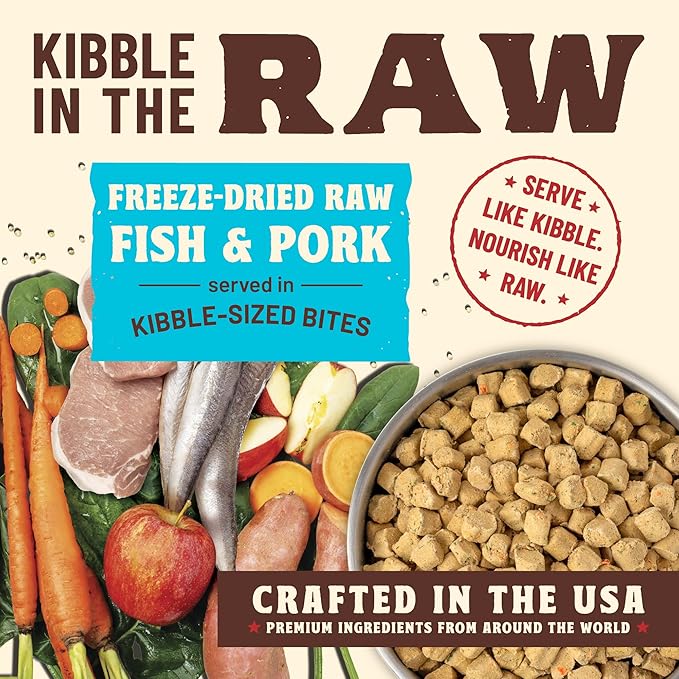 Primal Kibble in The Raw, Freeze Dried Dog Food, Fish & Pork, Scoop & Serve, Made with Raw Protein, Whole Ingredient Nutrition, Crafted in The USA, Dry Dog Food 5.4 lb Bag