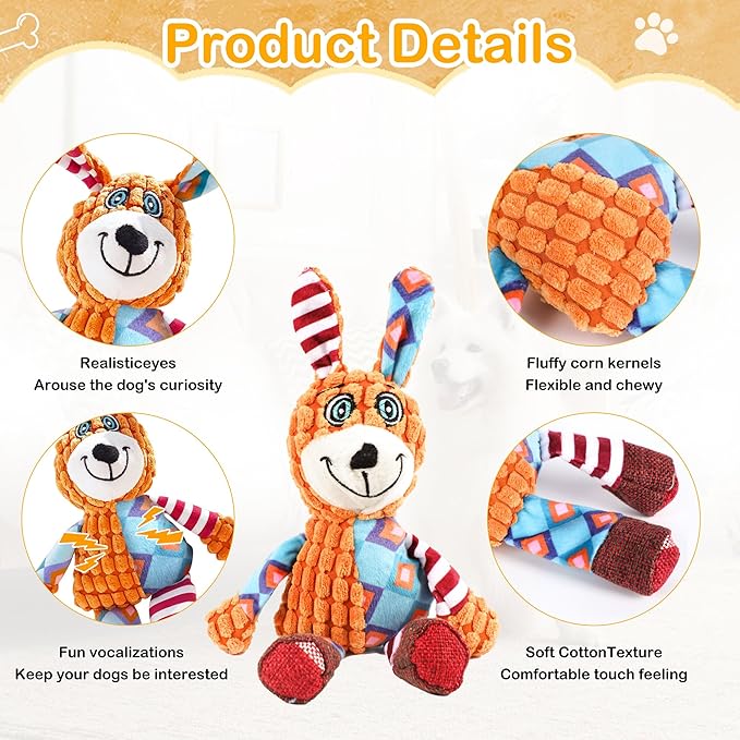 Squeak Dog Toys Stuffed Plush for Small & Medium Breeds - Soft Chew Fabric, Interactive Indoor/Outdoor Play, Perfect for Puppy Teething - Ideal Pet Gift, Dog