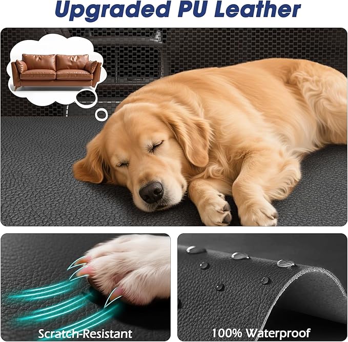 FURTIME Large Dog Car Seat, Upgraded PU Leather Back Seat Extender with Hard Bottom, Waterproof Pet Car Seat Cover for Medium Sized Dog, Pet Hammock for Cars, SUVs, Trucks