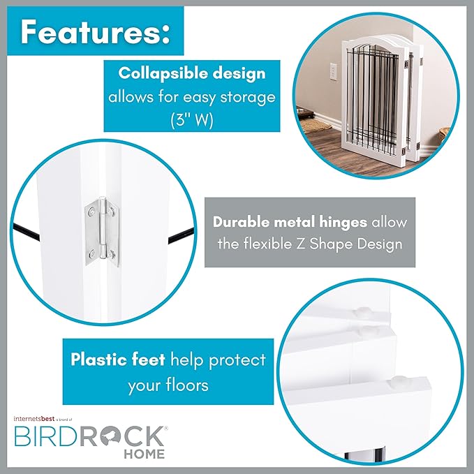 Internet's Best Wire Dog Gate with Arched Top - 3 Panel - 30" Tall - White