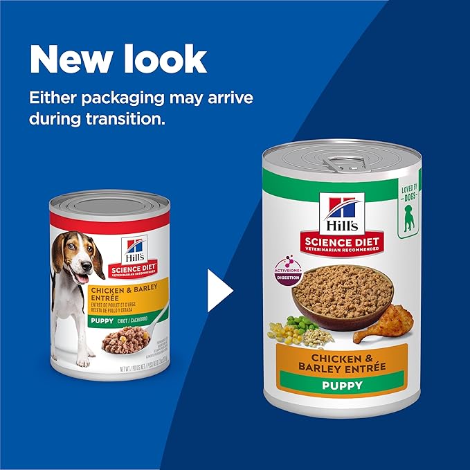 Hill's Science Diet Puppy, Puppy Premium Nutrition, Wet Dog Food, Chicken & Barley Loaf, 13 oz Can, Case of 12