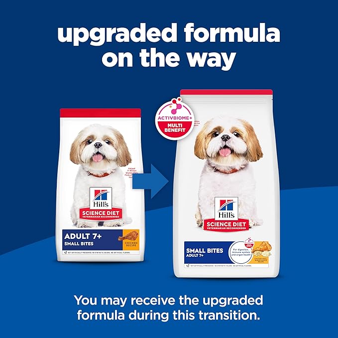 Hill's Science Diet Adult 7+, Senior Adult 7+ Premium Nutrition, Small Kibble, Dry Dog Food, Chicken, Brown Rice, & Barley, 33 lb Bag