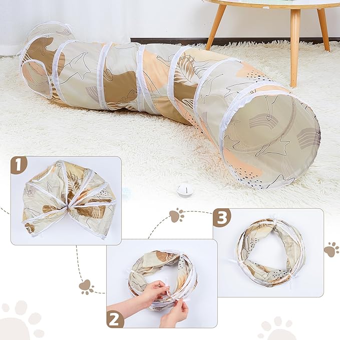 Glittme Cat Tunnel, Cat Tunnels for Indoor Cats, S-Shape Cats Cave with Cat Toys, Foldable Cat Tubes and Tunnels for Cats, Rabbit, Puppy, Guinea Pig