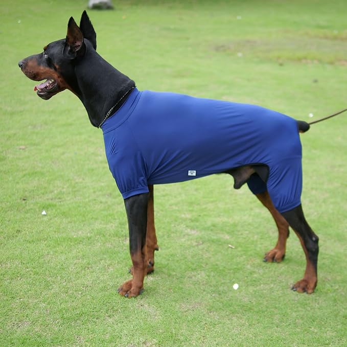 LoveLongLong Dog Jumpsuit with UV Protection and Quick-Dry Fabric for Spring Summer Pet Pajamas Navy Blue L