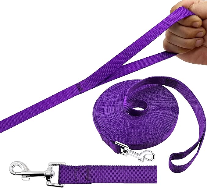 PETGOGO 15ft 20ft 30ft 40ft 50ft Long Dog/Puppy Lead Obedience Recall Training Dog Leashes for Small Medium Dogs Camping, Training, Play, or Backyard (Purple, 1" x 40FT)