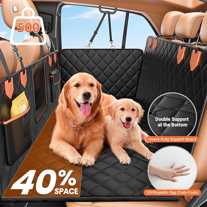 Truck Back Seat Extender for Dogs Hard Bottom Holds 500lbs,Dog Car Seat Cover for Back Seat, Waterproof and Can be stored Dog Hammock for Car SUV