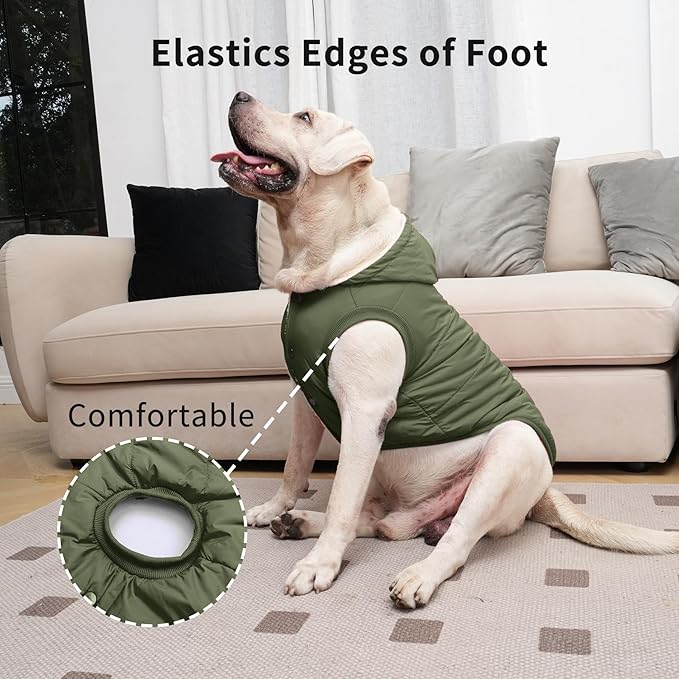 Fleece Lining Extra Warm Dog Hoodie in Winter,Small Dog Jacket Puppy Coats with Hooded Green S