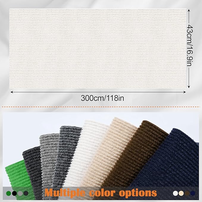 Cat Scratch Furniture Protector - 118" x 17" Trimmable Self-Adhesive Cats Claws Scratch Pads, DIY Cat Climbing Couch Protector for Scratch Post Cat Tree Replacement Indoor (Cream White)