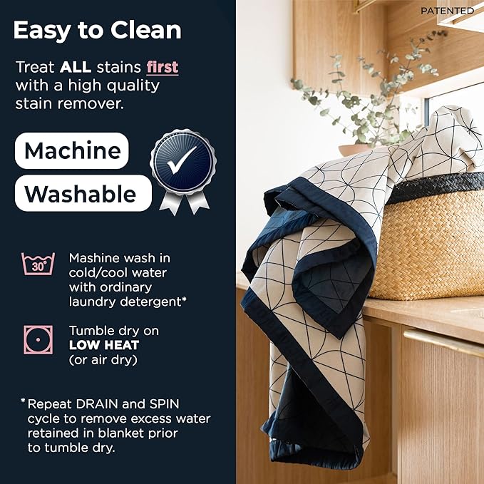 Waterproof Dog Blanket for Bed – 108x90 Inch King Size – Pet Hair Resistant Blanket for Small to Large Dogs – Washable, Leakproof, Reversible Bedspread for Bed Protection – Blue/White