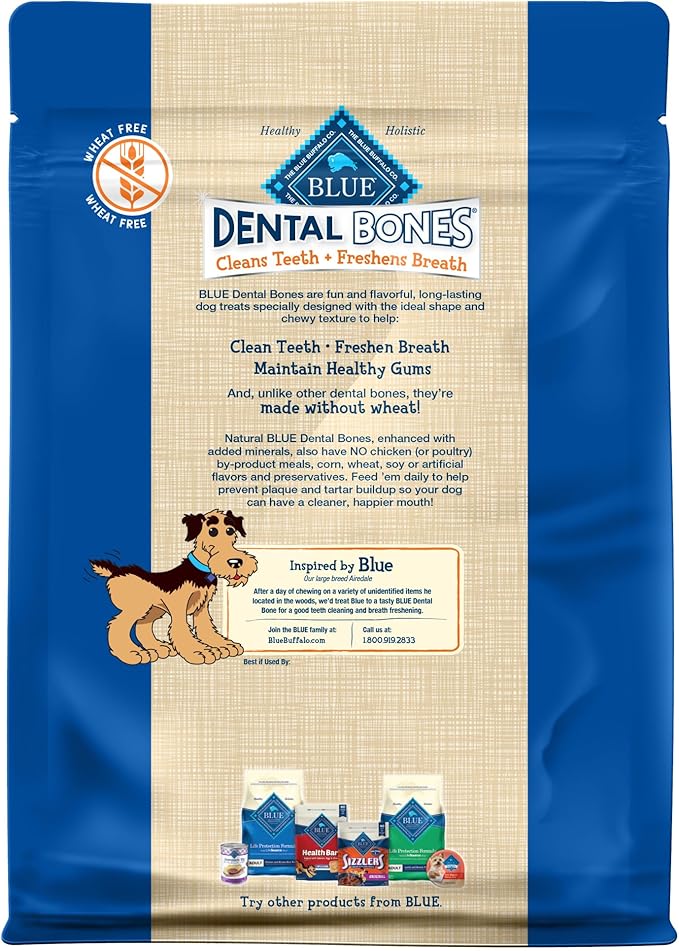 Blue Buffalo Dental Bones Small Natural Dental Chew Dog Treats Bag Value Pack