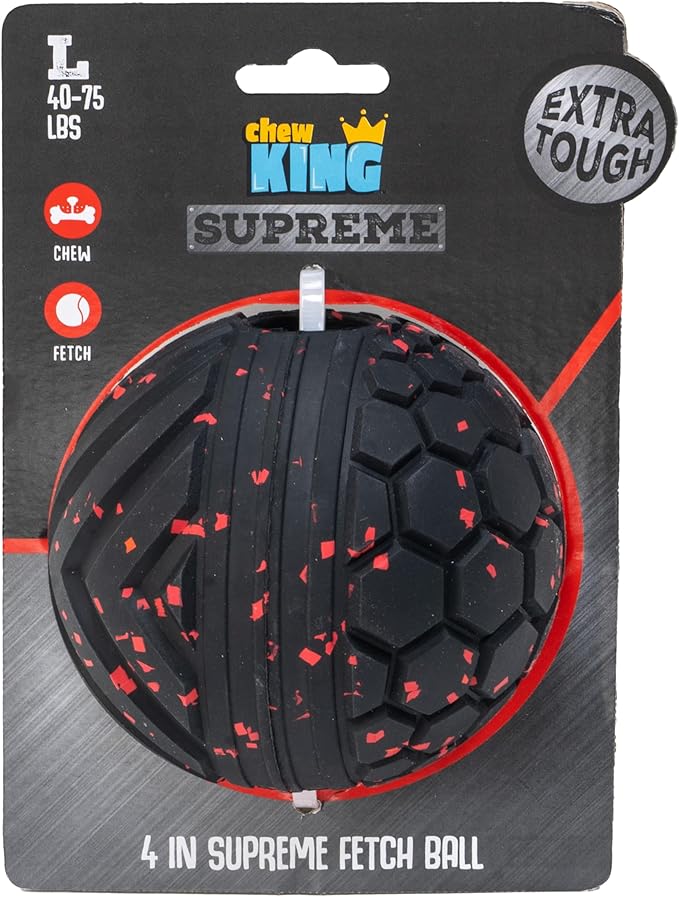 Chew King by Mammoth Supreme Dog Toy Collection, Large 4" Supreme Fetch Ball