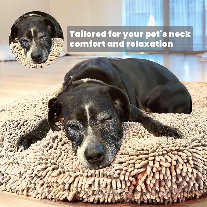 Muddy Mat® Cloud K-9 Bed for Dogs & Cats, Soft & Relaxing Donut Dog Bed, Chenille Material, Removable Cover, Washable & Dryer Safe–Beige Large(40'x40')