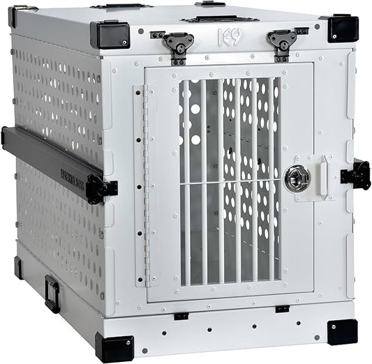 Heavy Duty Fully Collapsible Powder-Coated Aluminum Dog Crate - Medium-Long (White)