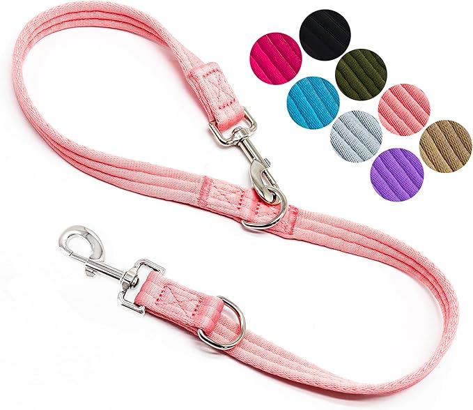 Double Ended Dog Leash,for Obedience Training Easy to Use,Lightweight,Soft for Large and Medium Dogs (Pink, 1M*2.5CM)