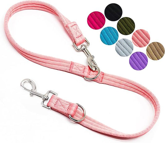 Double Ended Dog Leash,for Obedience Training Easy to Use,Lightweight,Soft for Large and Medium Dogs (Pink, 1M*2.5CM)
